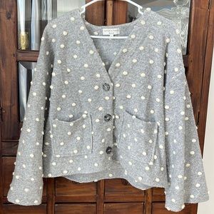 Madewell Texture & Thread Gray polka dot cardigan size Small